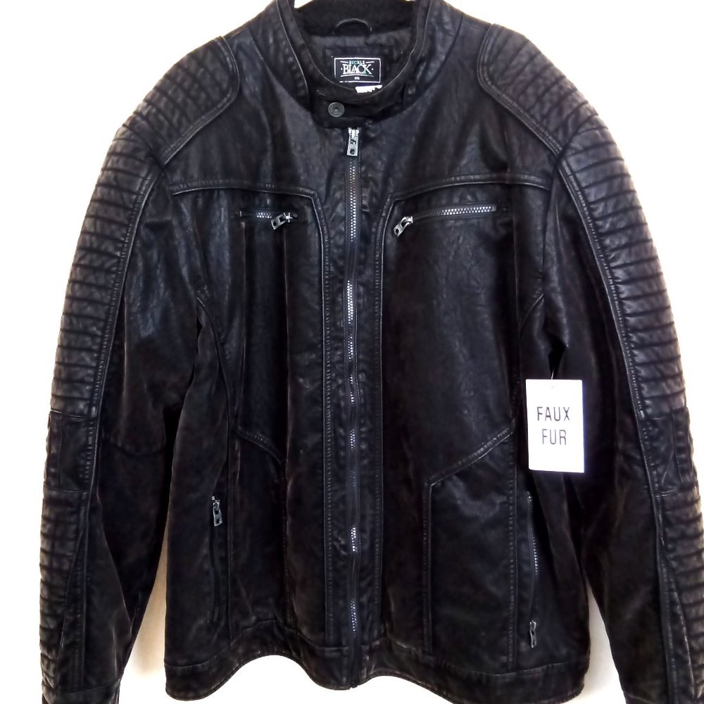 Buckle Black Moto Jacket Faux Sherpa & Suede
